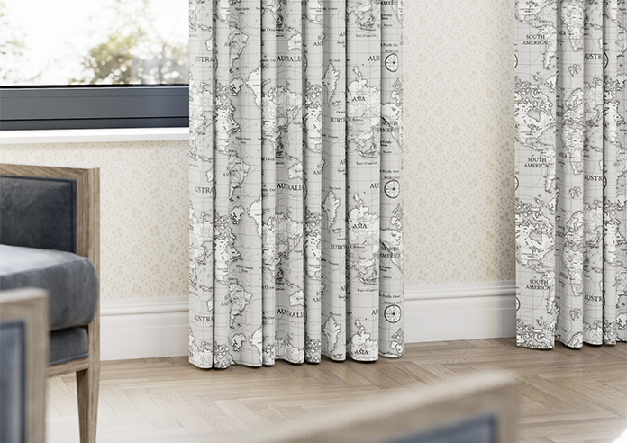 Maps, Grey - Made to Measure Curtains - Image 5